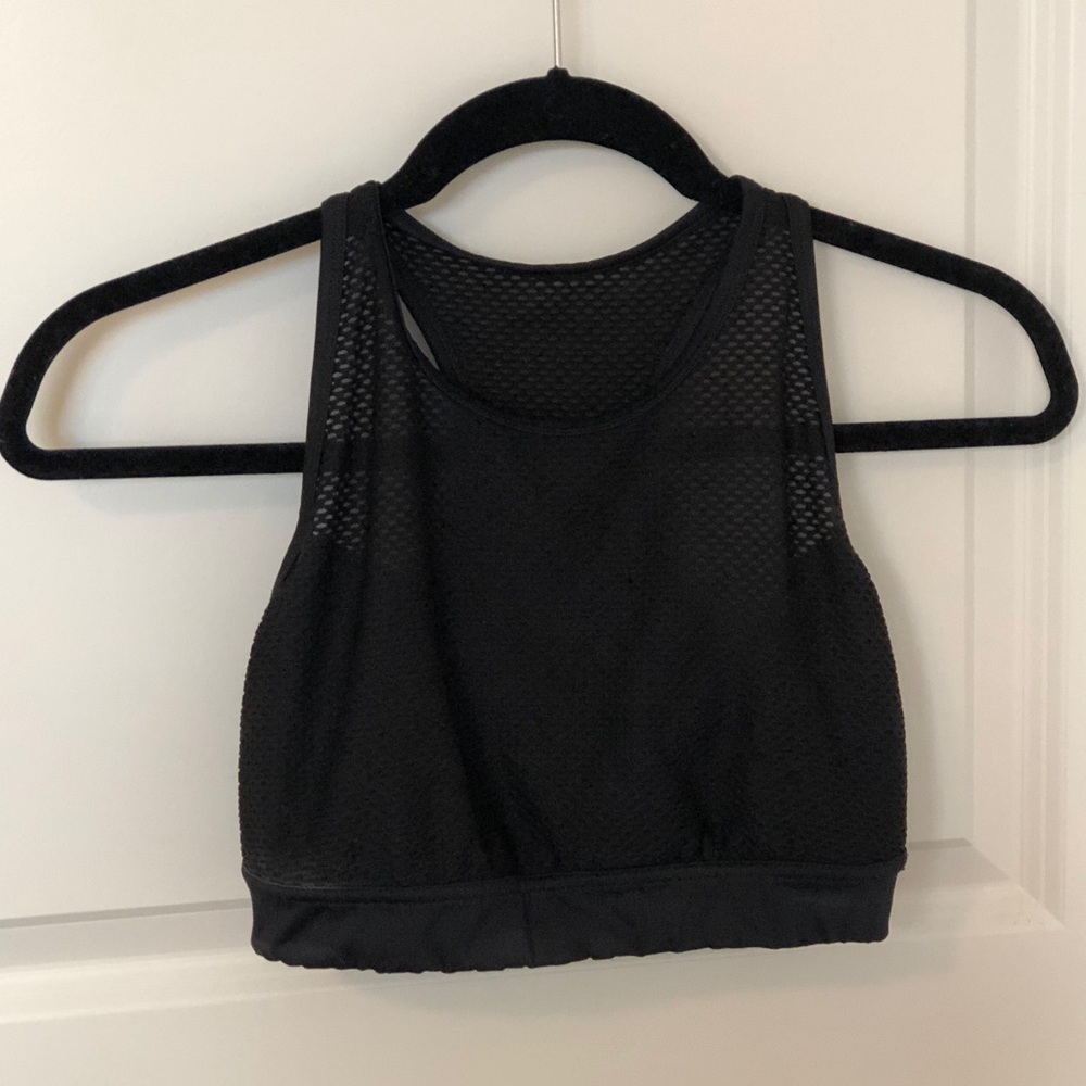 Black mesh sports bra